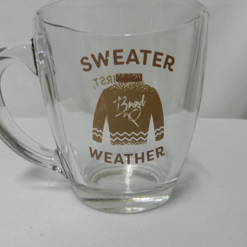 Sweater Weather But First Hot Cocoa Glass mug cup NEW